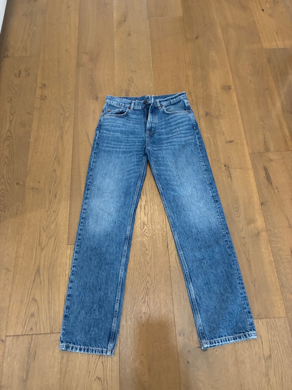 Massimo Dutti Straight-Leg Blue Denim Jeans